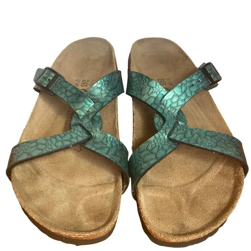 Birkenstock Birkis Sylt Birko Flor Turquoise Sandals Womens 7 US Comfort